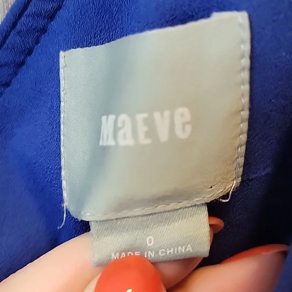 Anthropologie MAEVE ROKIN Orange Blue Dot Dress with Pockets Size 0 - Picture 6 of 8